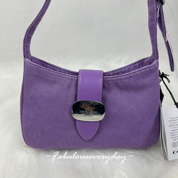 Coach Eliza Shoulder Bag In Denim/Silver/Iris CBR14 NWT - Picture 2 of 9